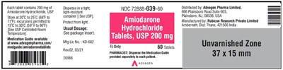 Amiodarone HCl Tab Usp 200mg 60s Bottle Label